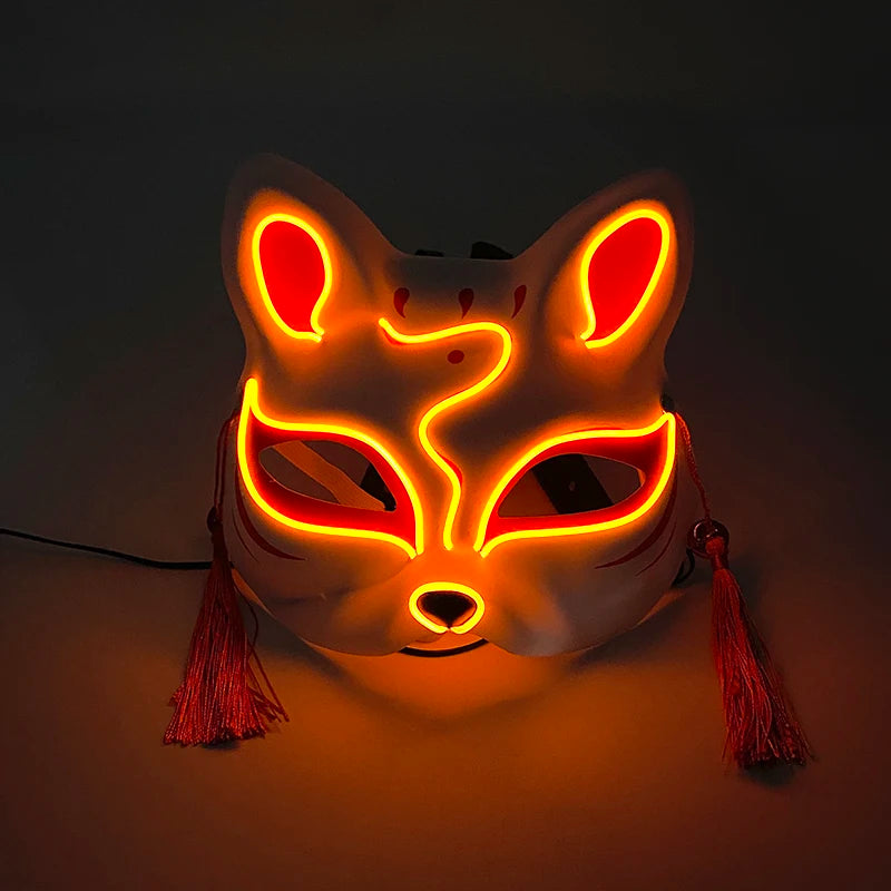 Halloween 10 Colors LED Neon El Wire Mask Cosplay Luminous Fox Mask Dance Party Dress Accessories