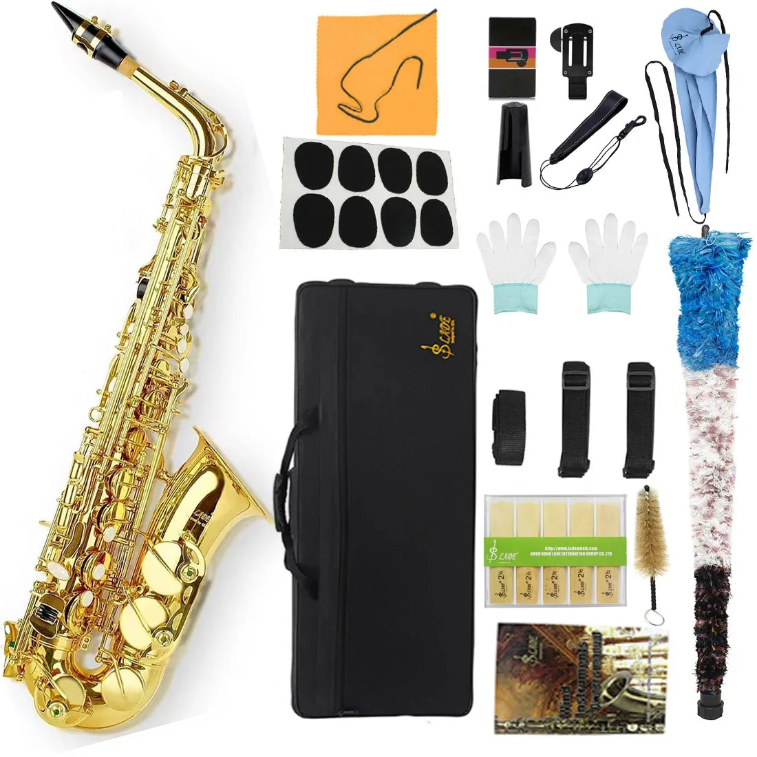 High Quality Eb Alto Saxophone Brass Lacquered Gold E Flat Sax Musical Woodwind Instrument With Case Mouthpiece Accessories