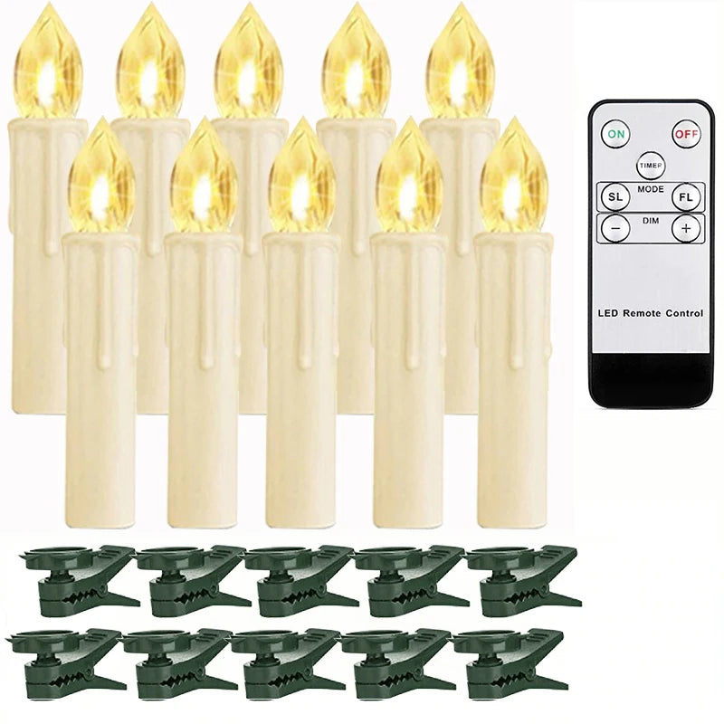 10/20/30/40pcs Candle Light Timer Remote Home Decor Artificial Flameless Led Candle Lamps Waterproof Christmas Candles Wholesale