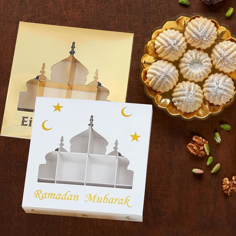 1Pcs Eid Mubarak Gift Box Candy Cake Chocolate Packaging Box Ramadan Kareem Home Decoration 2024 Islamic Muslim Party Supplies