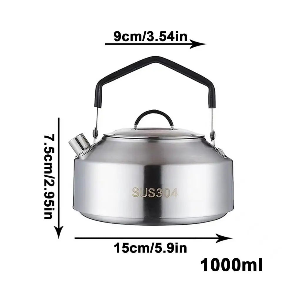 1l/1.5l Camping Water Kettle Outdoor Coffee Kettle Tableware Picnic Set Supplies Durable Camping Tea Kettle Tourism Cookware