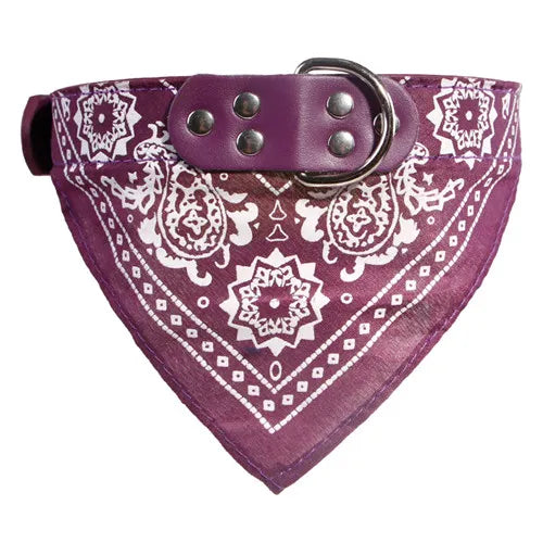 Adjustable Dog Bandana Leather Printed Soft Collar for Dog Pet Supplies Cat Scarf Collar for Chihuahua Puppy Pet Neckerchief
