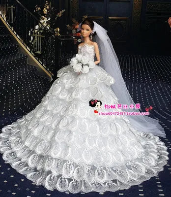 Princess for Barbie Doll Clothes Set Wedding Dress Six Points Dream Wedding Clothes Snow White Free Shipping