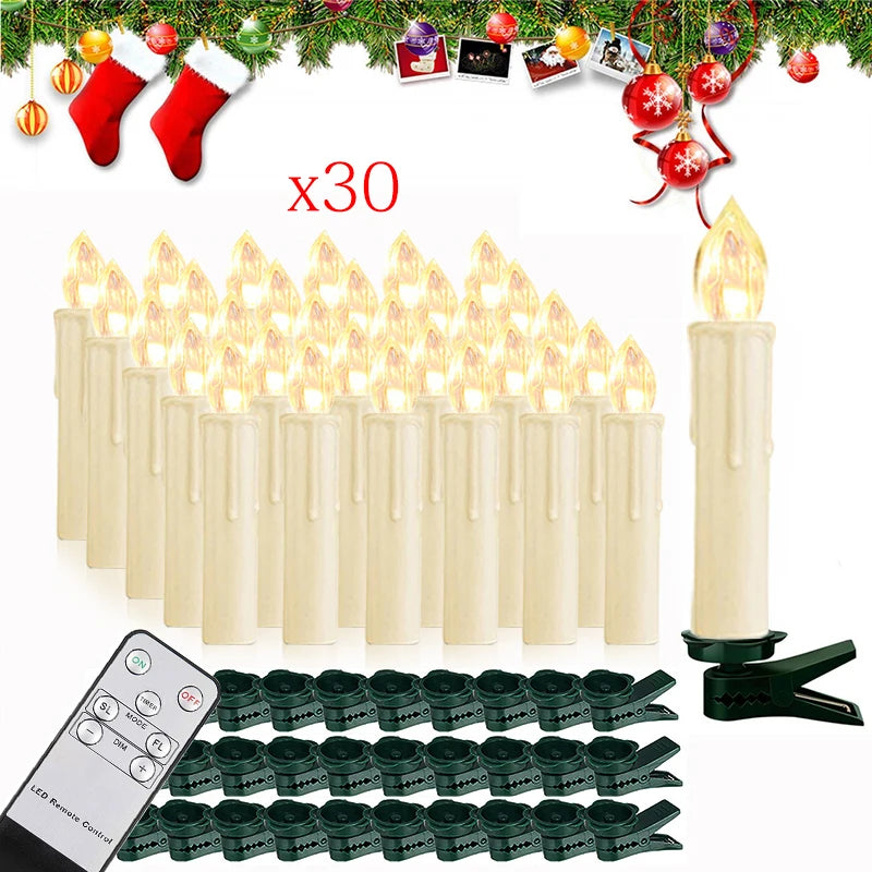 10/20/30/40pcs Candle Light Timer Remote Home Decor Artificial Flameless Led Candle Lamps Waterproof Christmas Candles Wholesale