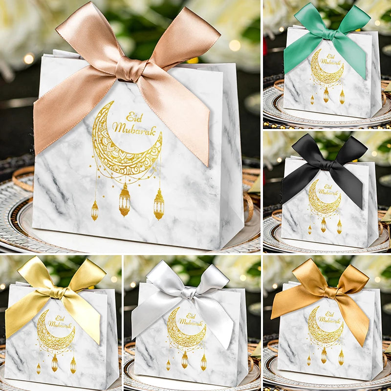 Eid Mubarak Candy Box Set Paper Packaging Gift Bag Party Favor Ramadan Gift Box Muslim Islamic Party Supplies Kareem Decoration