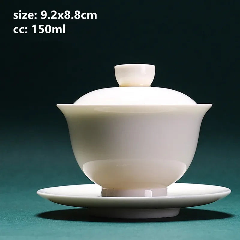 Chinese Dehua White Porcelain Teapot Household Kettle Handmade Ceramics Tea Set Tie Guanyin Puer Tea Maker Tea Ceremony Supplies