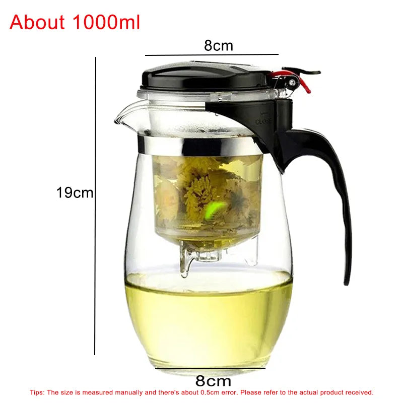 High Quality Heat Resistant Glass Tea Pot Chinese Teaware Kung Fu Tea Set Puer Kettle Coffee Glass Pot Convenient Office TeaPot