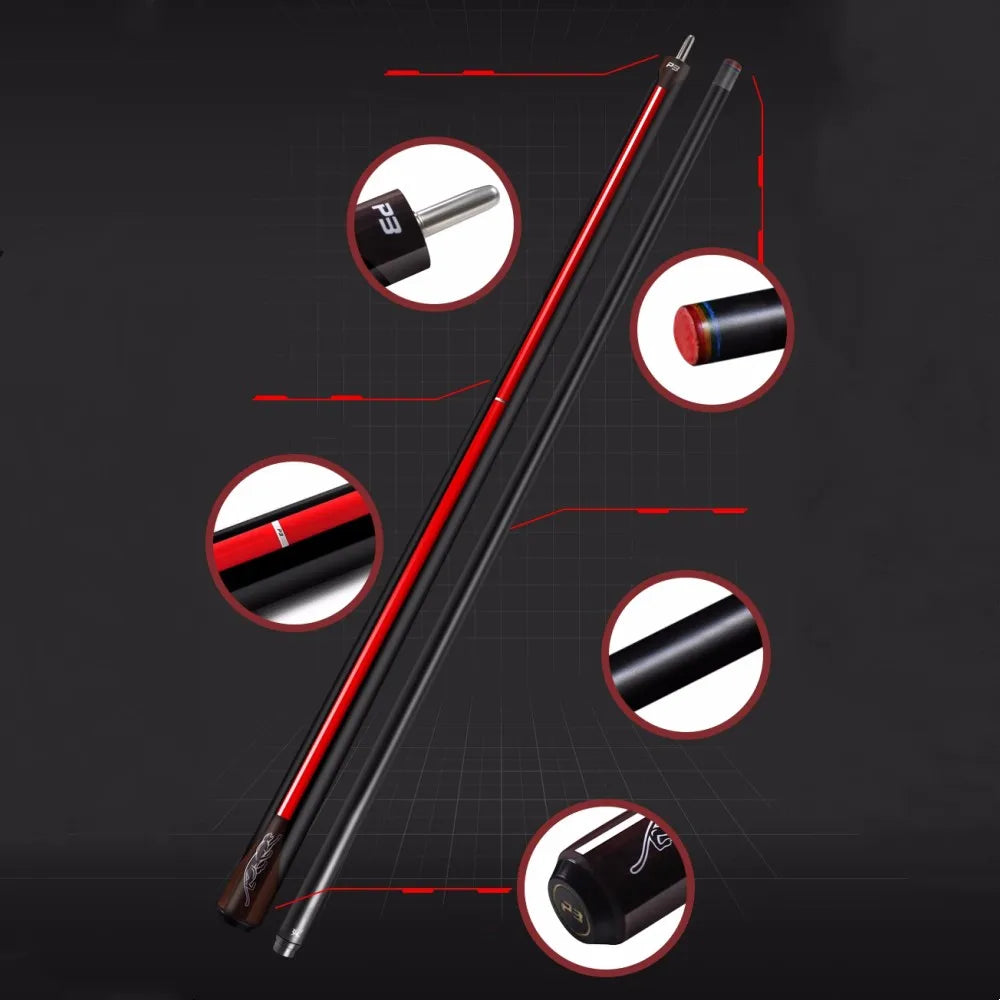 Classic Red P3 58" Black Technologh Billiard Pool Cue Stick