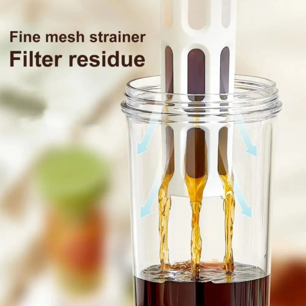 1L Manual Cold Brew Maker Refrigerator Cold Water Kettle With Filter Portable Coffee Pot Fruit Tea Moka Pot Coffeeware Teaware