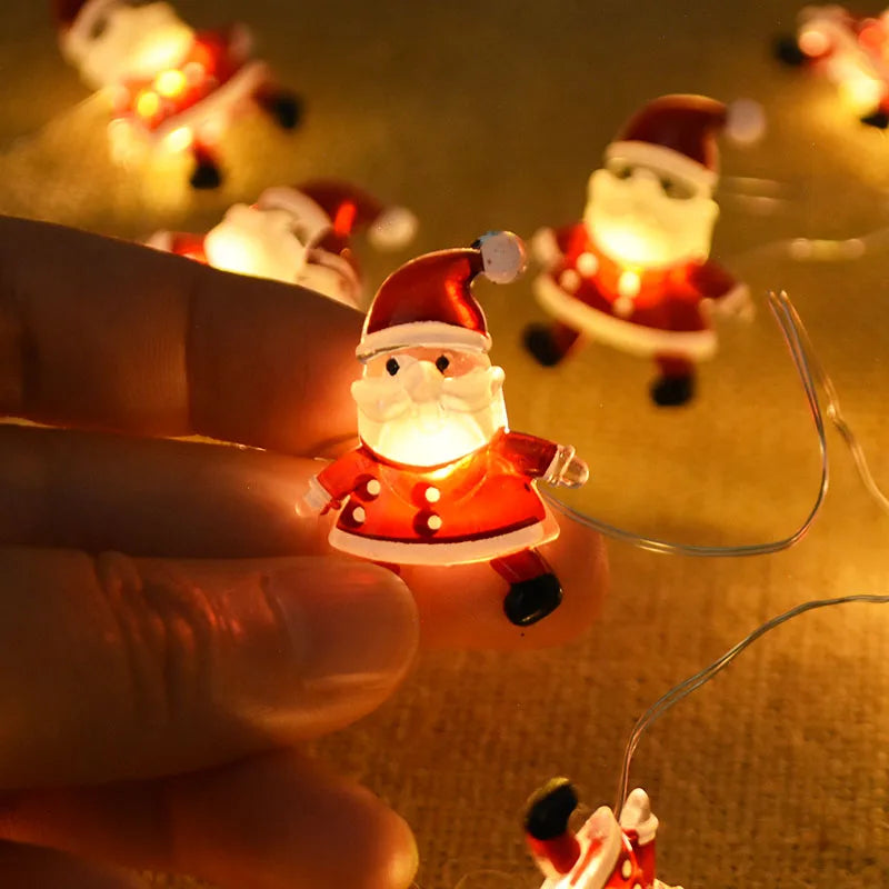 2M 20LED Santa Claus Snowflake LED Light String Christmas Decoration for Home Xmas Tree Ornament 2024 Navidad Kids Gift New Year