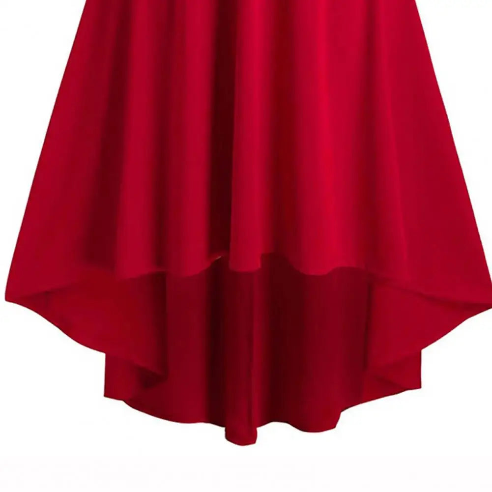 Women Dress Faux Fur Collar Sling Off Shoulder v Neck Long Sleeves Christmas Dress High Low Hem Midi Dress for Christmas