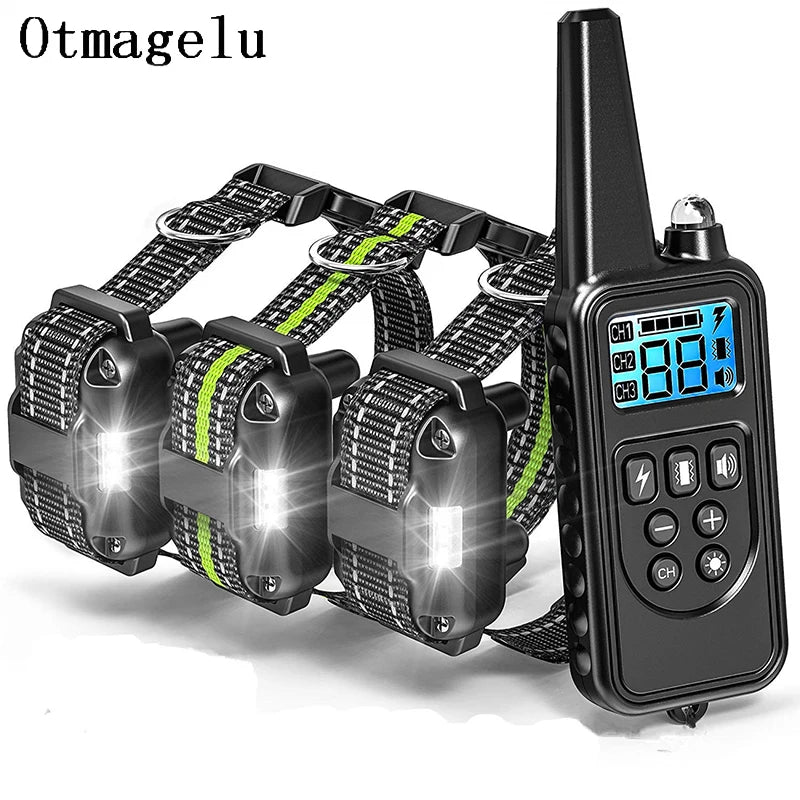 800m Electric Dog Training Collar With LCD Display Pet Remote Control Waterproof Rechargeable Collars for Shock Vibration Sound
