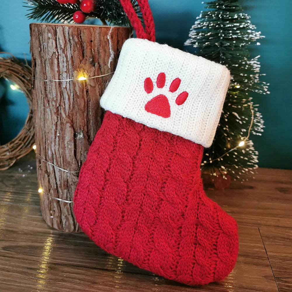 Christmas Socks Snowflake Alphabet Letters Christmas Knitting Stocking Christmas Tree Pendant Decoration for Home Xmas Gift 2024