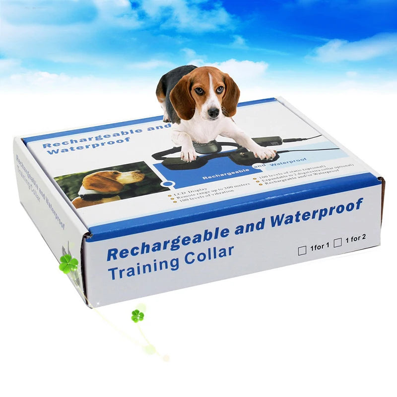 300M Remote Electronic Dog Training Collar With LCD Display Rechargeable Waterproof 100Levels Vibration Shock Stop Barking 998DR