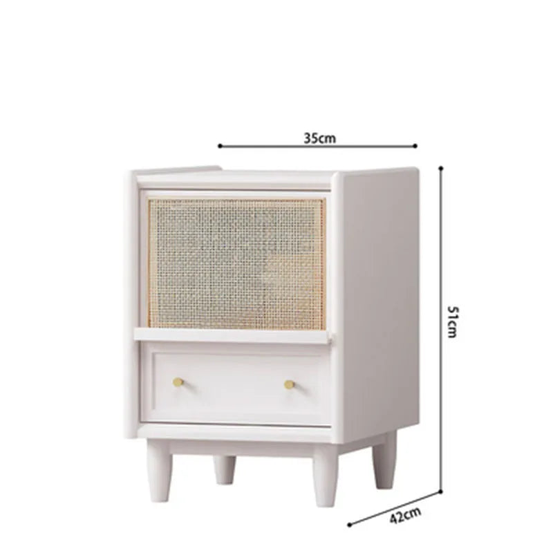 Nightstands Rattan Weaving Bedroom Furniture Bedside Table Multifunctional Small Side Storage Cabinet Solid Wood Night Stand