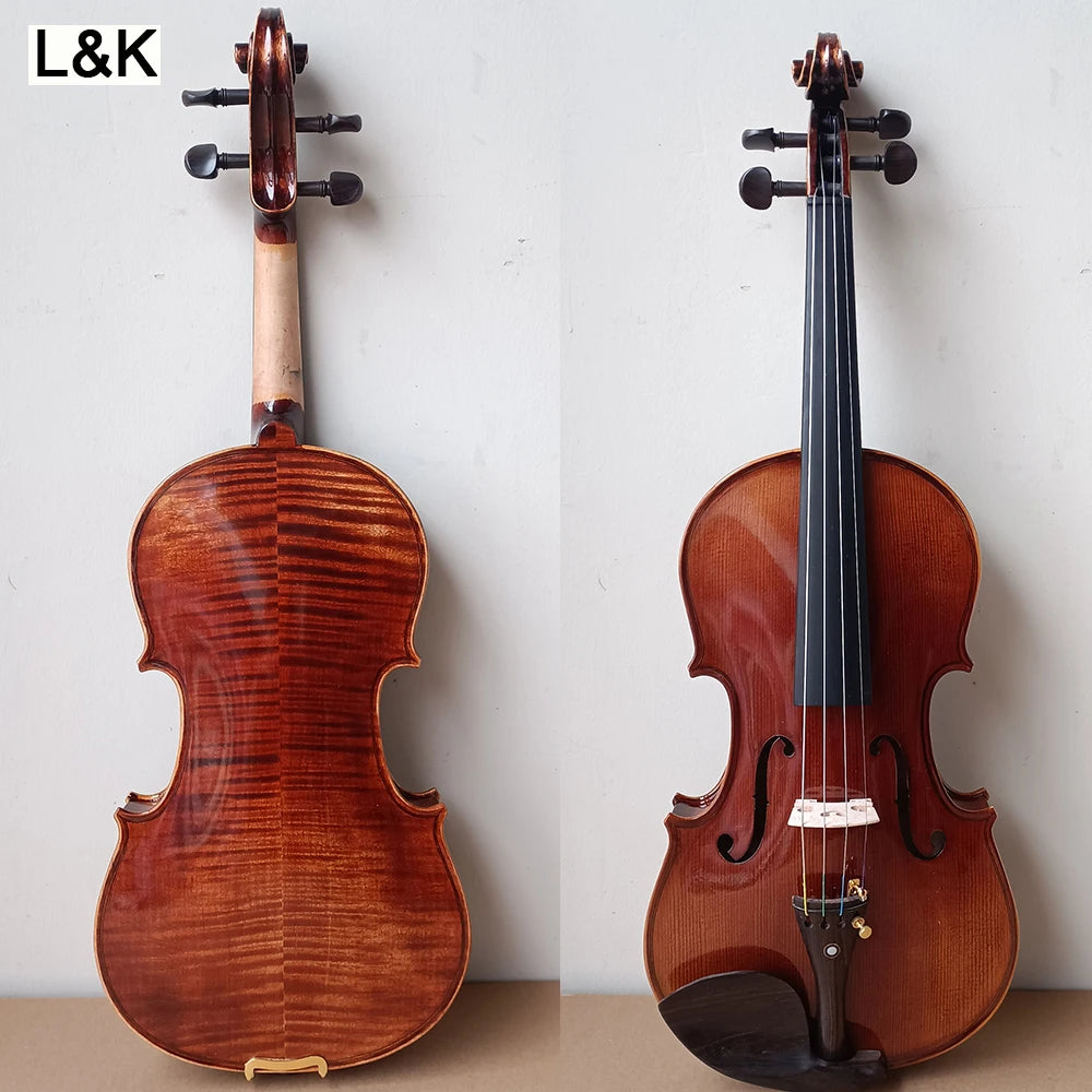 High Flame Maple Handmade Violin 4/4 3/4 1/2 1/4 바이올린 كمان Stradivari Vionlino Set Beginner Professional Musical Instrument