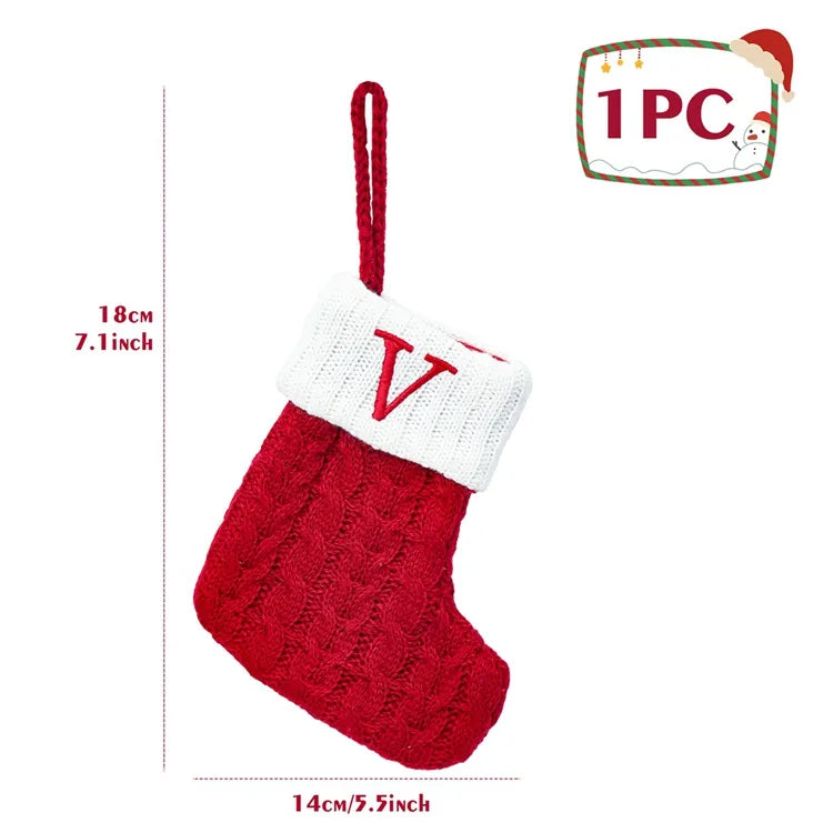 Christmas Alphabet Knitting Socks Christmas Tree Ornaments Christmas Decorations for Home 2023 Navidad Noel 2024 Xmas Gift
