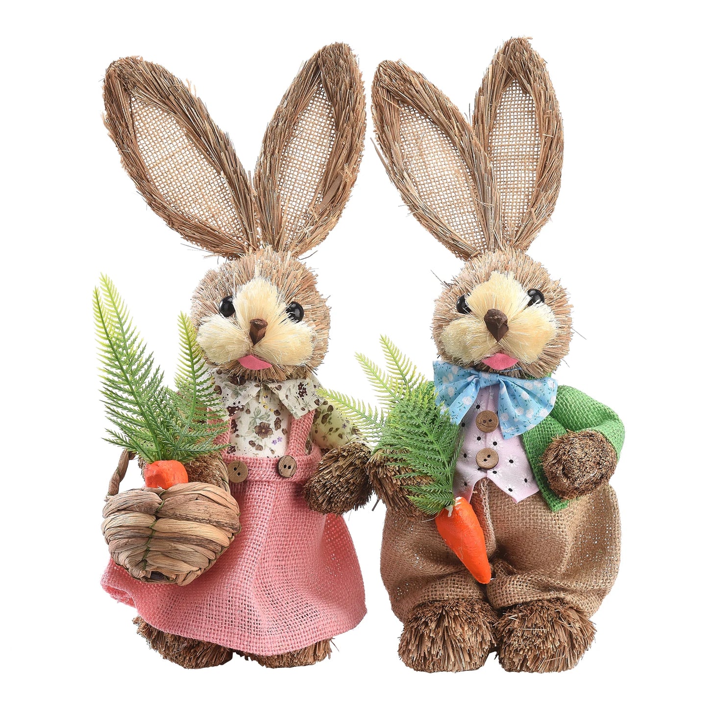 2PCS Straw Rabbit 2024 Easter Bunny Ornament Party Decorations Holiday Home Garden Wedding Decor Crafts Photo Props 25/35cm