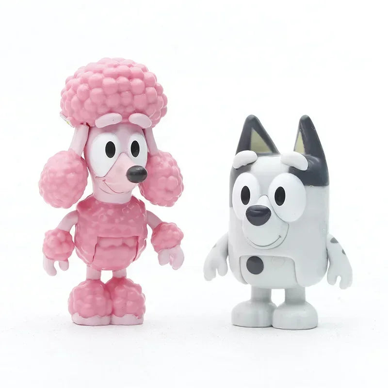 8pcs Bluey Model Ornaments Bingo Joint Toy Mini Pvc Character Ornaments Christmas Children's Toys Gifts Holiday Gift Model