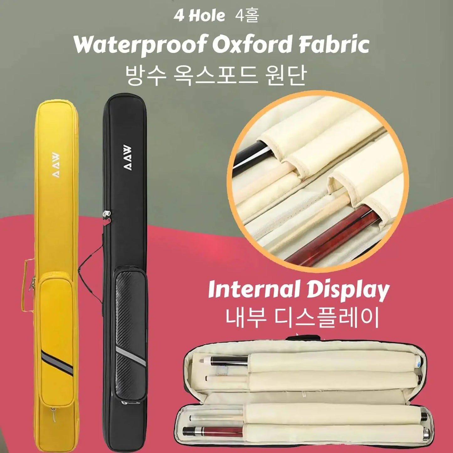 New 2/4Holes Pool Cue Case Billiard Bag With Divider Billiard Pool Cue Stick Carrying Bag Portable Billiard Case Accessories