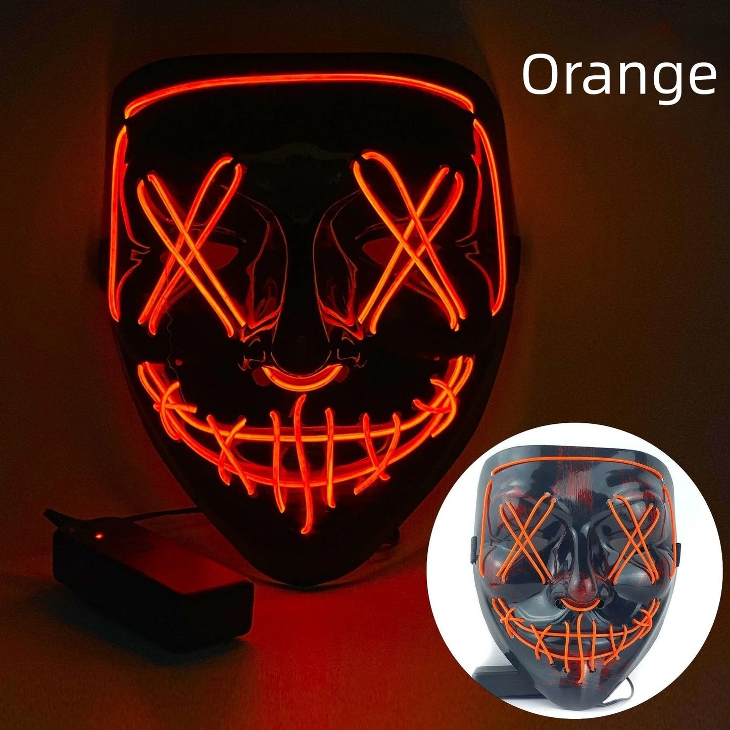 Hot Sale Halloween Glowing Scary Face Mask Luminous LED Purge Mask Neon Light Up Horror Party Mask Cosplay Costume Supplies