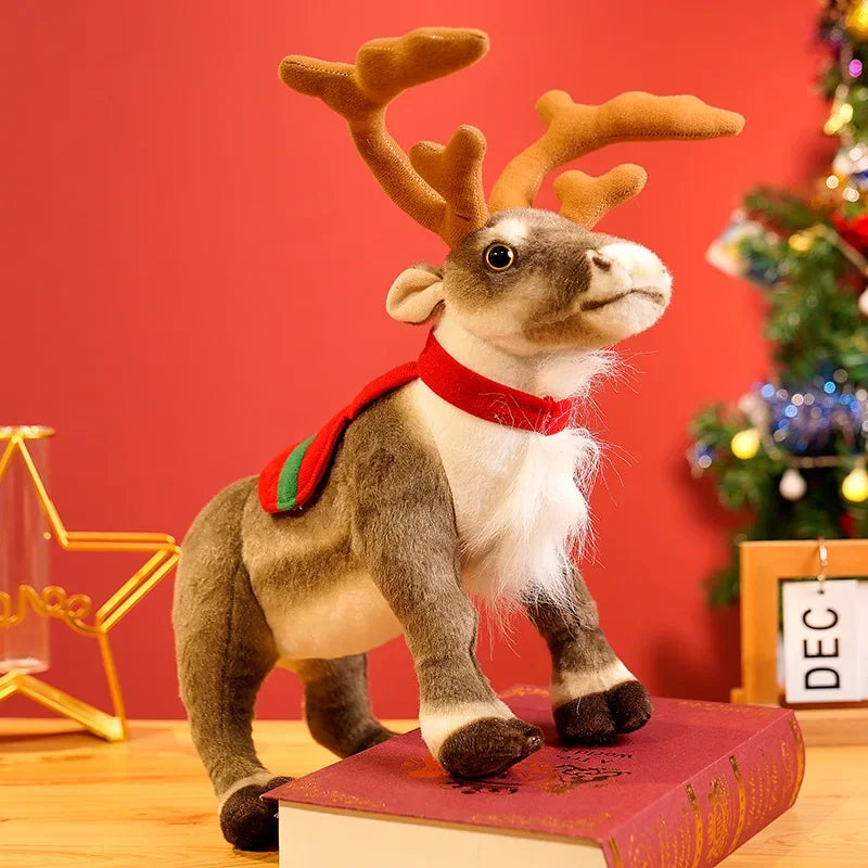 Real-Life Reindeer Plush Toy Christmas Deer Plush Doll Simulation Elk Soft Toys Merry Christmas New Year Decoration Best Gifts