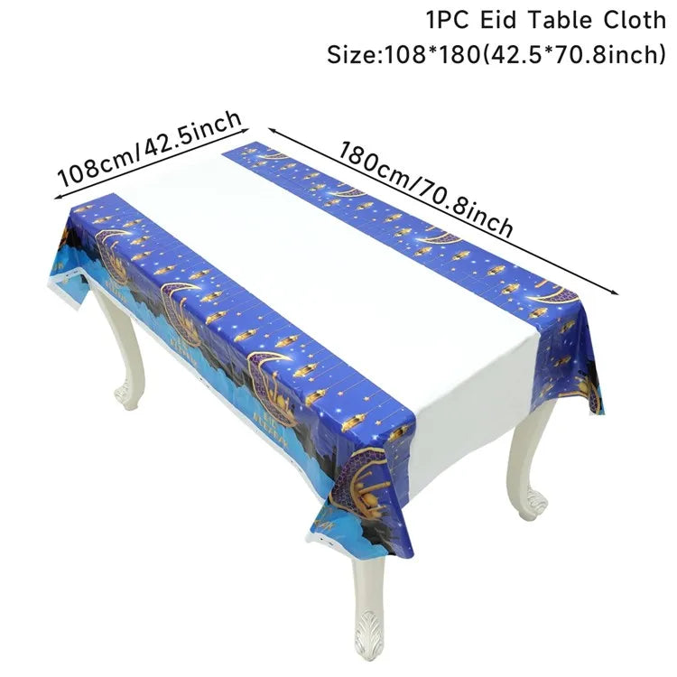Eid Mubarak Tablecloths Ramadan Decoration for Home 2024 Islamic Muslim Party Decor Ramadan Tableware Supplies Eid Al Adha Gift