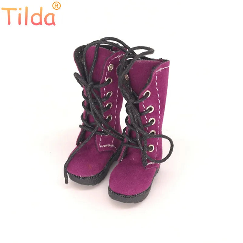 Tilda 3.2cm Doll Boots for Blythe Doll Toy,1/6 Mini Leather Dolls Shoes for Blyth Azone BJD,Casual Puppet Shoes Accessories
