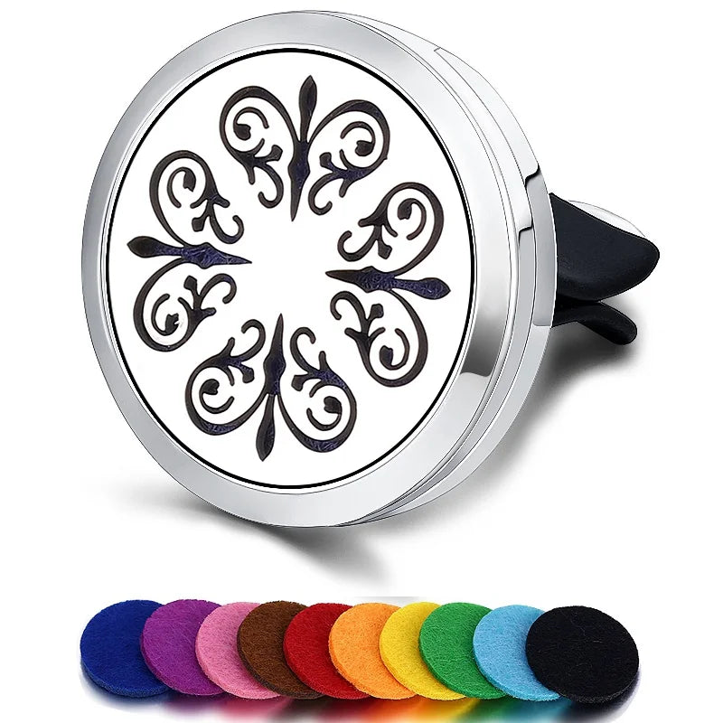 Refillable Car Air Freshener Smell Perfume Diffuser Clip Auto Vent Essential Oil Stainless Steel Locket Interior Accessories