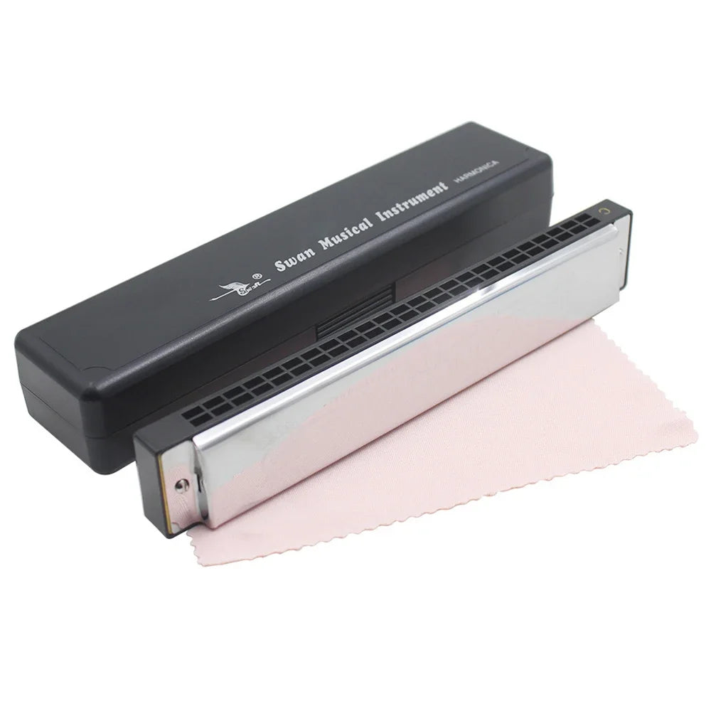 Harmonica Professional Swan 24 Hole C&D Key Harmonica Play Double-Side Silver Harmonica Beginners Playing Music Instruments