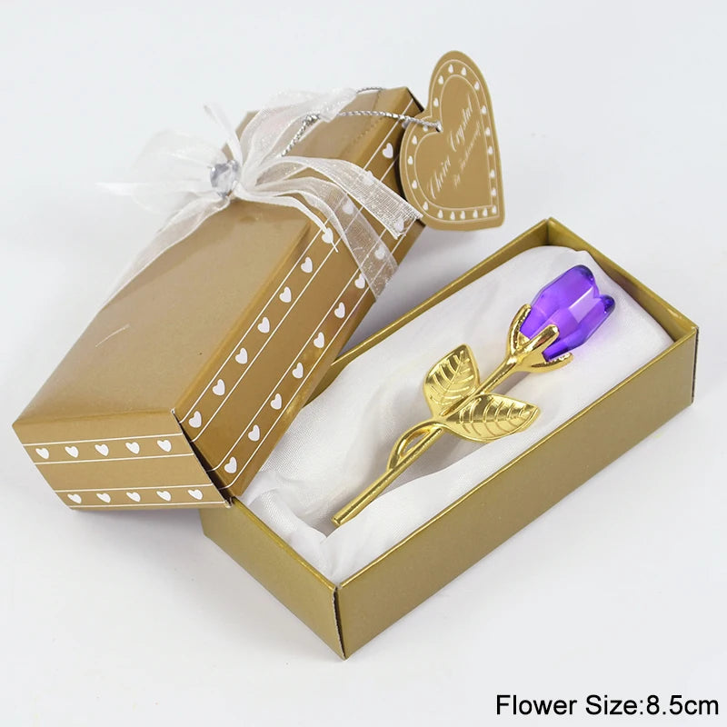 Valentines Day Gift I Love You Crystal Bear Artificial Rose Flowers Teacher Mothers Day Wedding Birthday Party Gifts for Guests