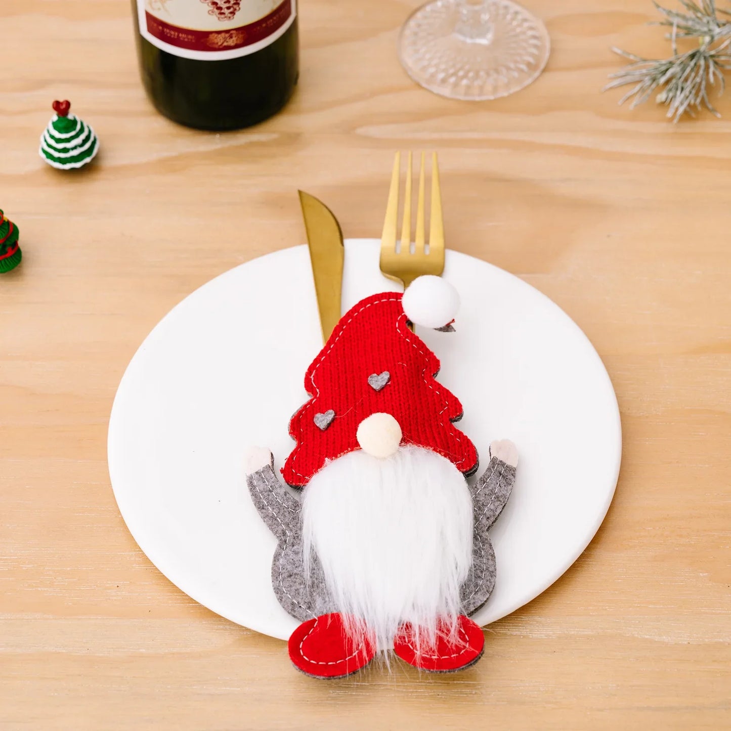 Christmas Cutlery Holders Christmas Knife Fork Tableware Bags Pocket Christmas Decoration 2024 New Year Dinner Table Ornament