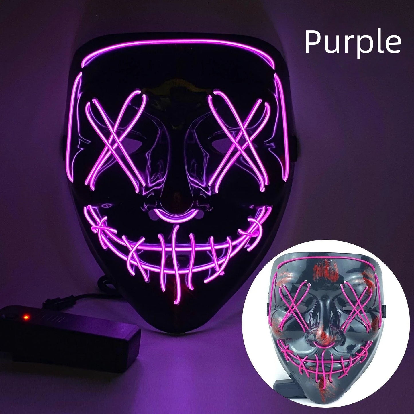 Hot Sale Halloween Glowing Scary Face Mask Luminous LED Purge Mask Neon Light Up Horror Party Mask Cosplay Costume Supplies