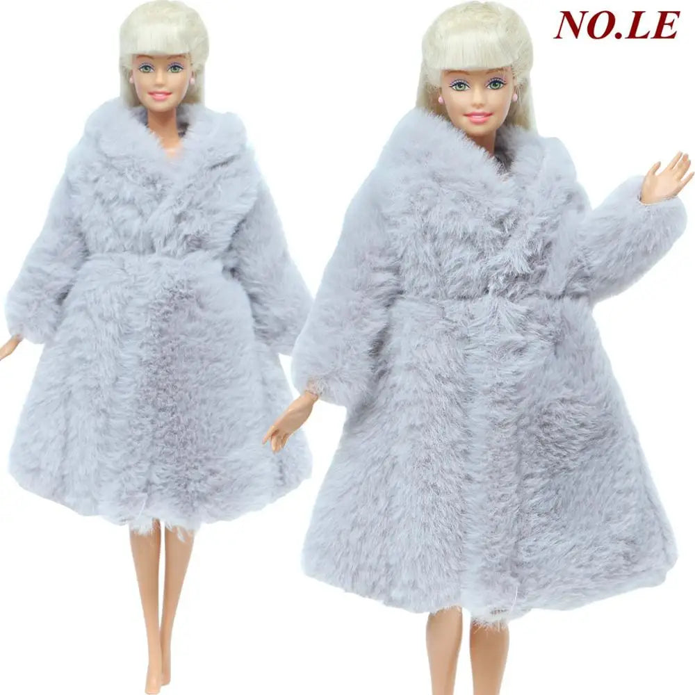1 Pcs Handmade High Quality Doll Coat Dress Fur Clothes for Barbie Doll Winter Wear Leopard Outfit Doll Accessories Kids Toys