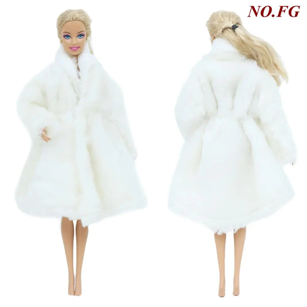 1 Pcs Handmade High Quality Doll Coat Dress Fur Clothes for Barbie Doll Winter Wear Leopard Outfit Doll Accessories Kids Toys