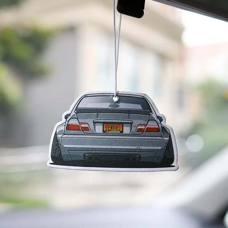 JDM Style Car Rear View Mirrow Pendent Air Freshener Solid Paper Piston Brake Wheel Rim Shock Absorber