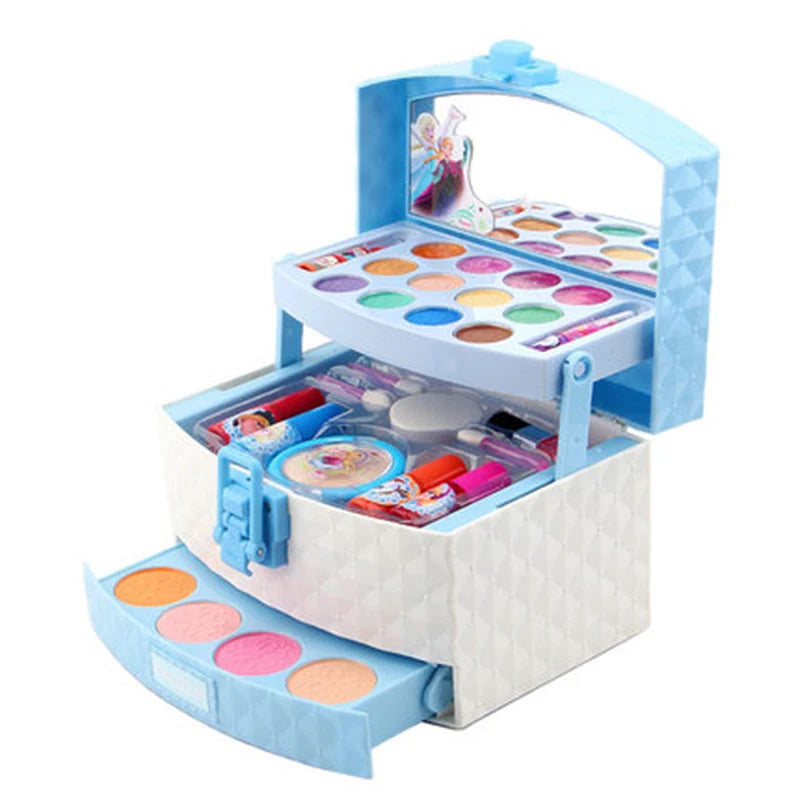 New Disney Girls Cartoon Frozen Elsa Anna Princess Makeup Suitcase Toys Set With Box Makeup Box Set Kids Toy Gift