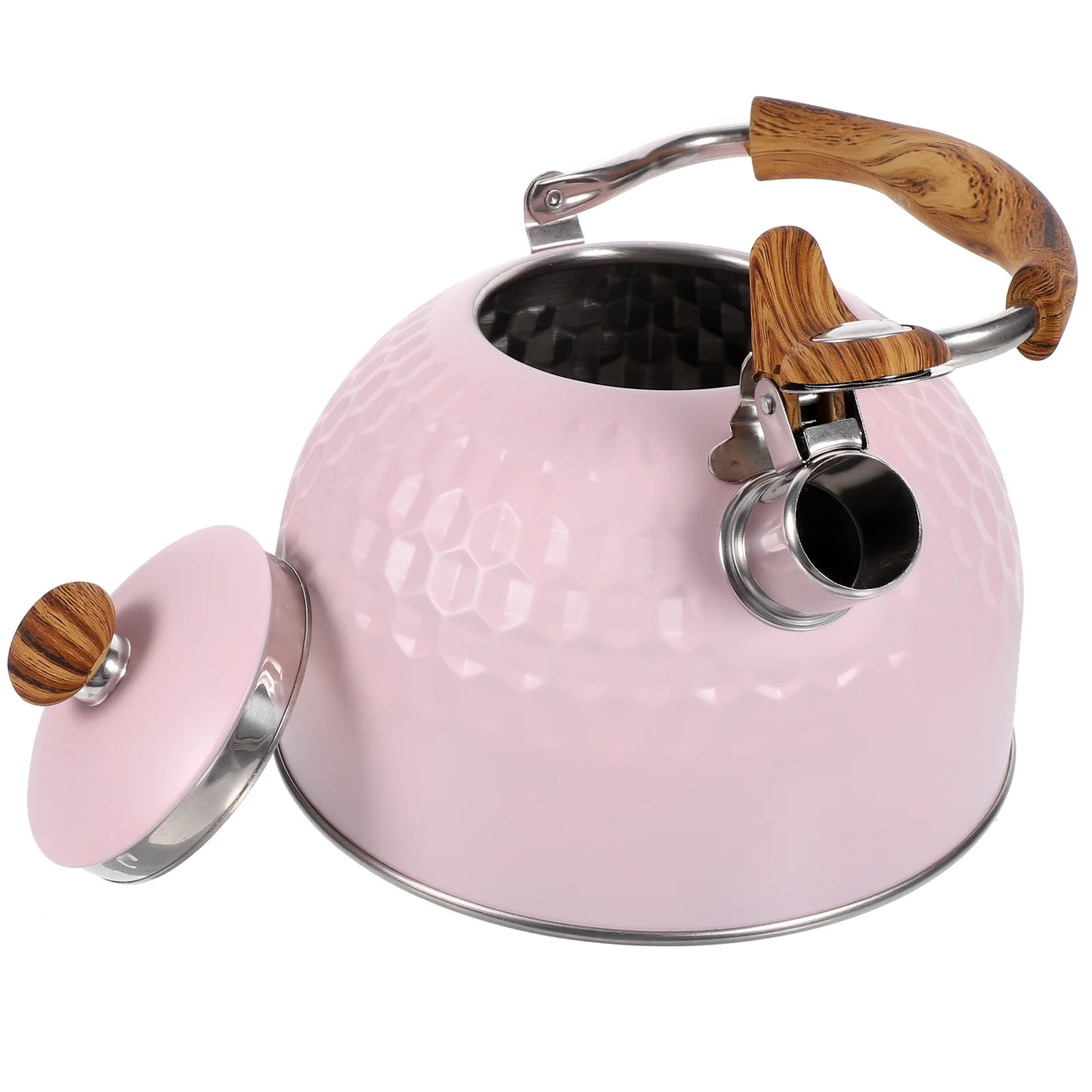 Stainless Steel Kettle Practical Pink Tea Kettles Pots Whistling Teakettle for Boiling Water Gas Stoves Heating Convenient