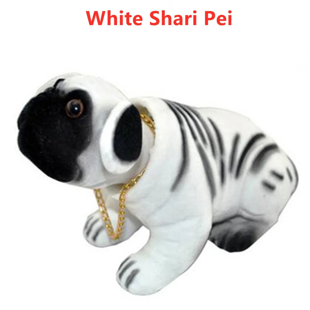 Car Ornament Nodding Dog Creative Shaking Head Puppy Dog Car Dashboard Doll Bobblehead Dog Toy Lucky Gold Chain Rocking Head Dog