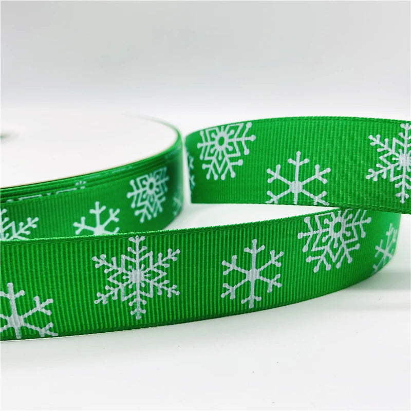 5yards/Lot 25mm Christmas Decor Grosgrain Ribbon Printed Christmas Ribbon for Handmade Design Christmas Decoration Sewing Fabric