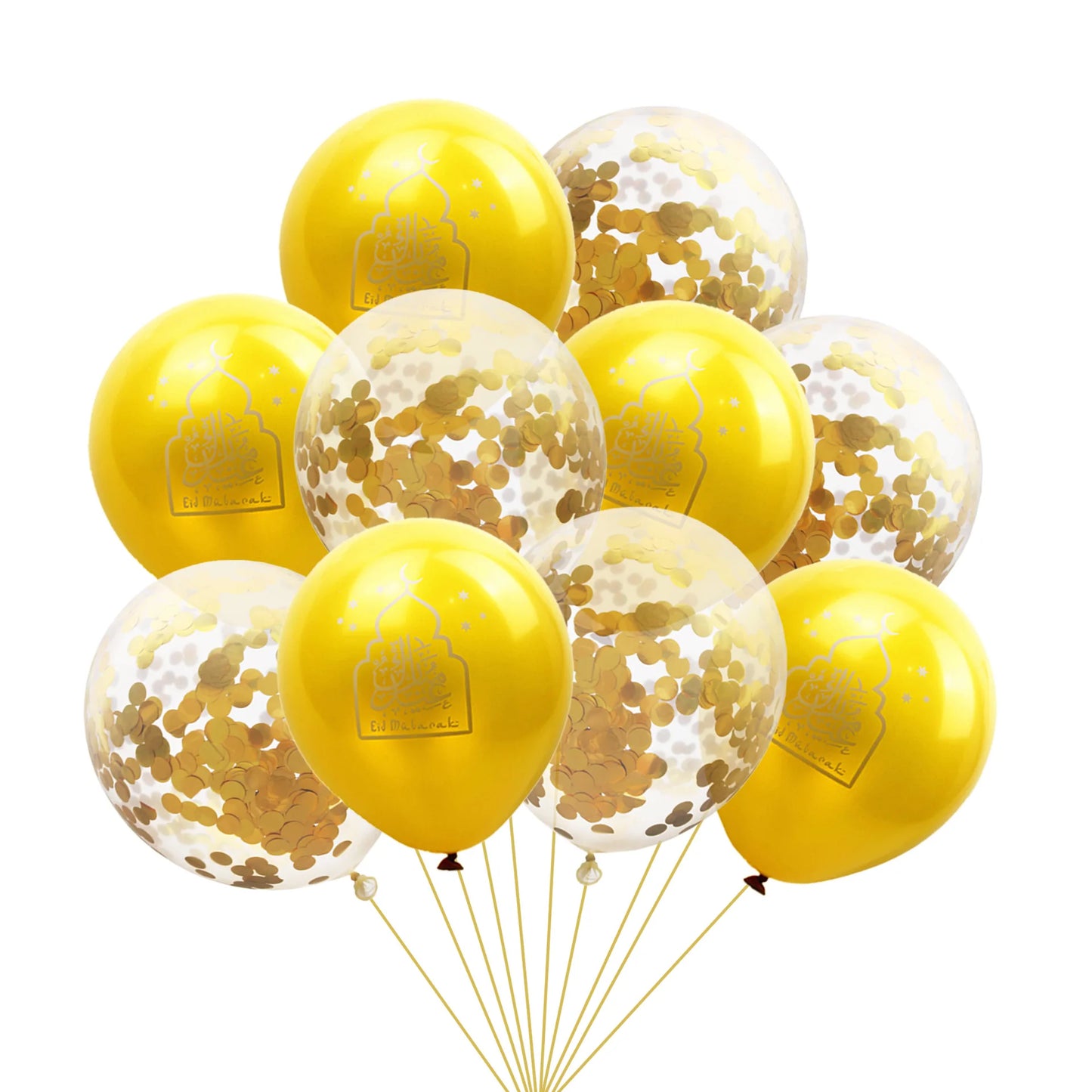 EID MUBARAK Balloons Decor, Ramadan Decoration, Silver and Gold, Islamic Muslim, Eid Mubarak Favors, Party Supplies, 10Pcs