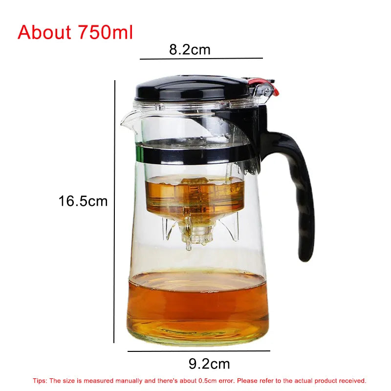 High Quality Heat Resistant Glass Tea Pot Chinese Teaware Kung Fu Tea Set Puer Kettle Coffee Glass Pot Convenient Office TeaPot