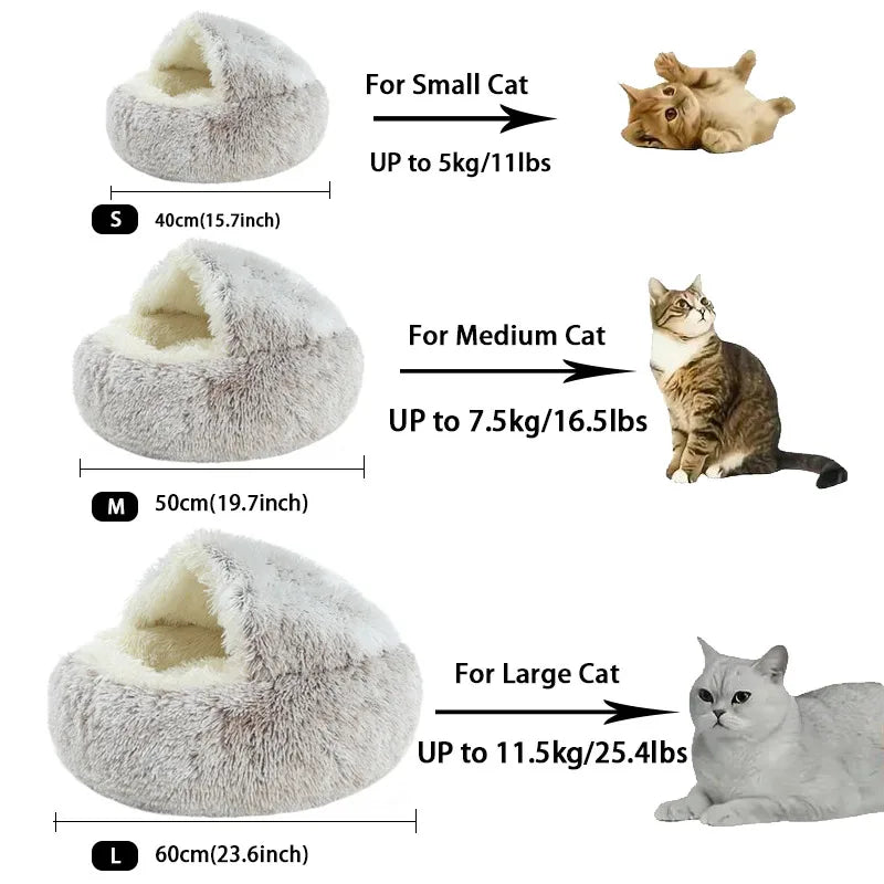 Cat Bed Four Seasons Warm Comfortable Pet Mattress Warm Soft Plush Pet Bed Semi-Enclosed Cat Nest Shell Style Nest Cat Sofa Bed
