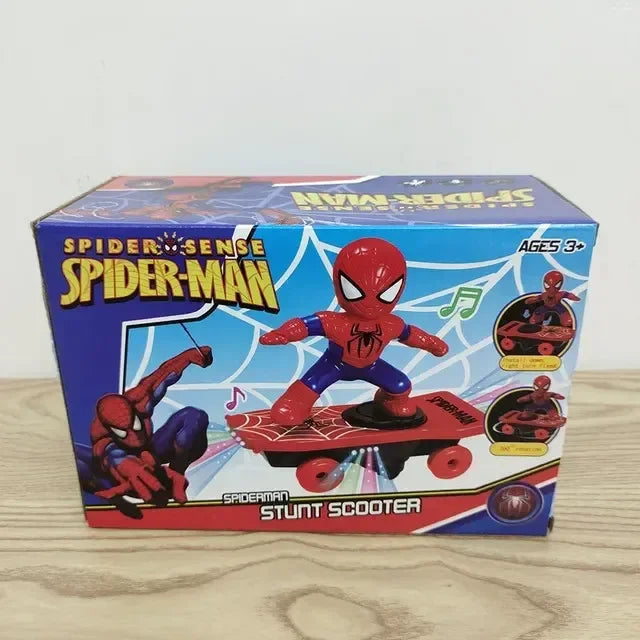 Marvel Spiderman Automatic Flip Rotation Skateboard Acousto-Optic Car Ultraman Electric Music Toy Stunt Scooters Christmas Toys