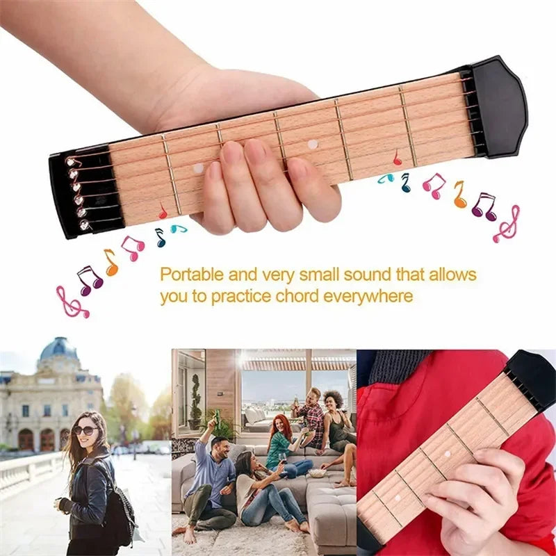 Right-Hand 4-Fret 6-String Pocket Guitar Neck Practice Tool for Beginners and Children Ukulele Musical Instrument Travel Guitar