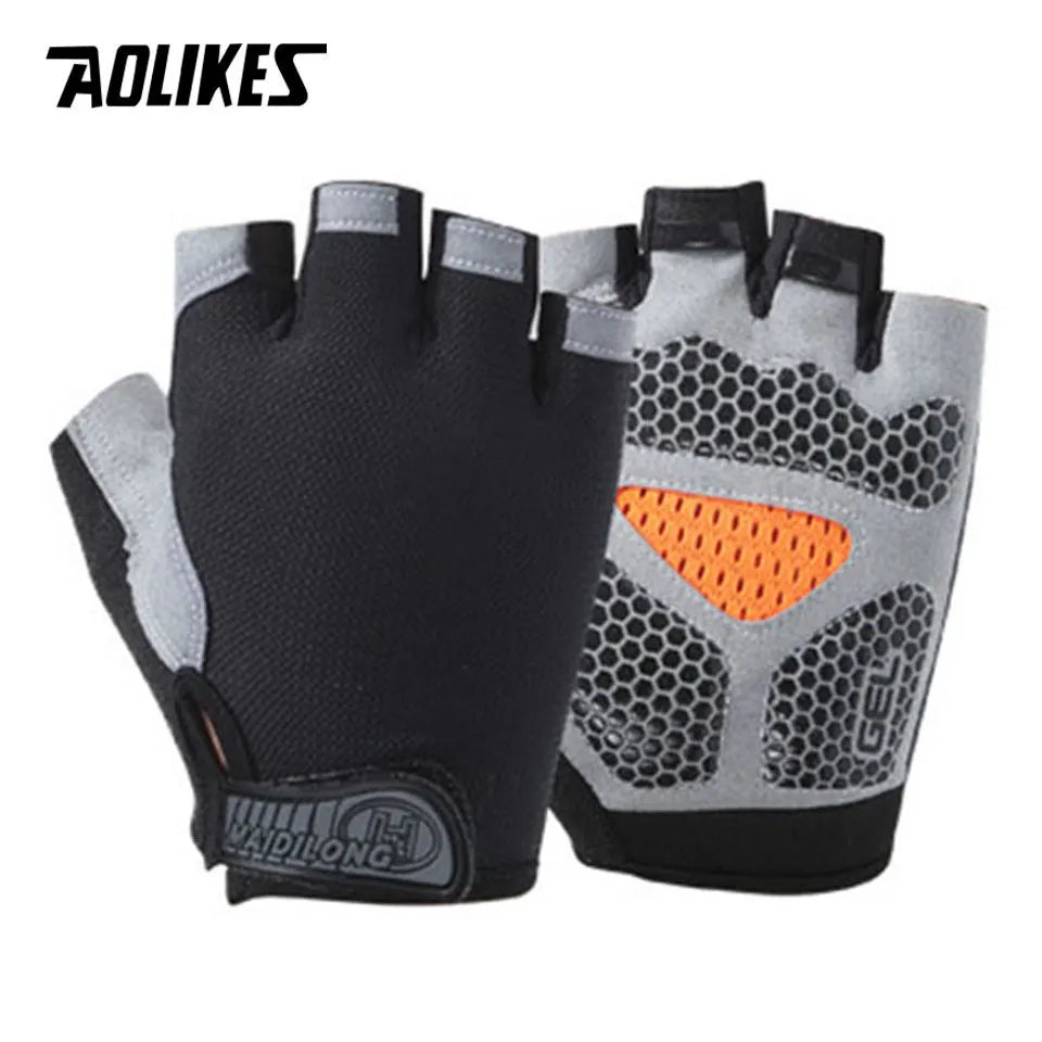 AOLIKES Cycling Gloves MTB Road Riding Gloves Anti-Slip Camping Hiking Gloves Gym Fitness Sports Bike Bicycle Glove Half Finger