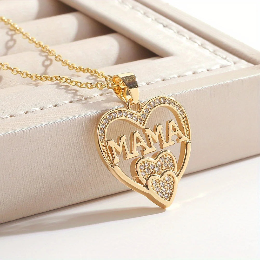 Women Letter Mama Necklace, Trendy Party Jewelry, Christmas Halloween Gift, Valentine's Day Gift for Women Mom Family Friends