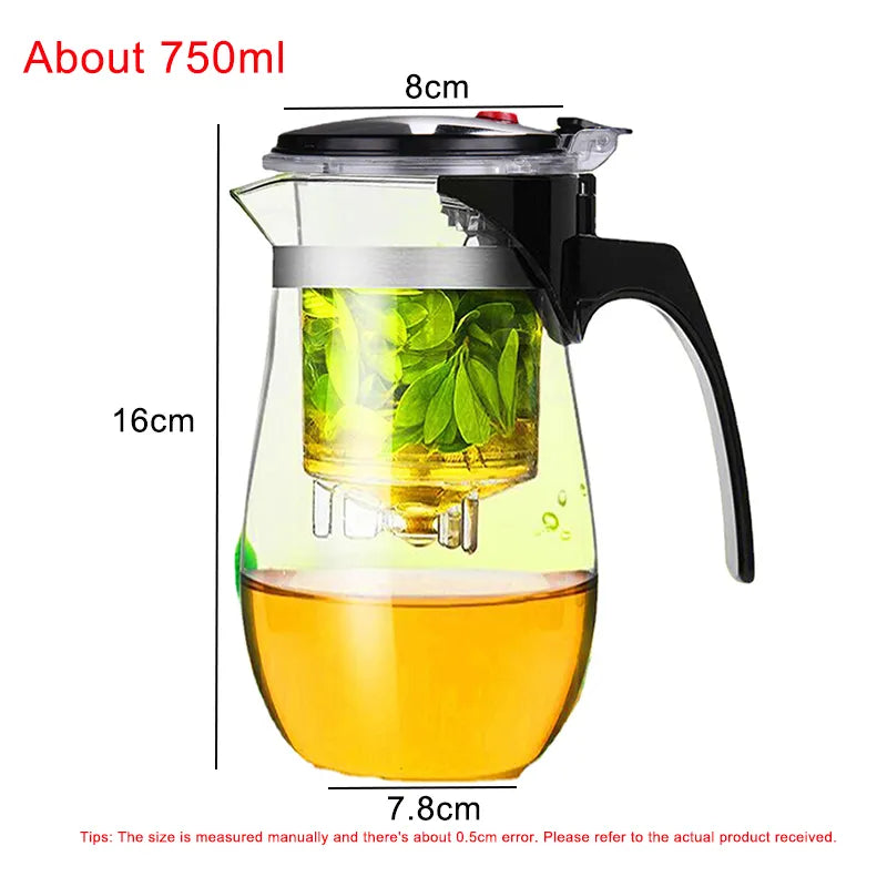 High Quality Heat Resistant Glass Tea Pot Chinese Teaware Kung Fu Tea Set Puer Kettle Coffee Glass Pot Convenient Office TeaPot