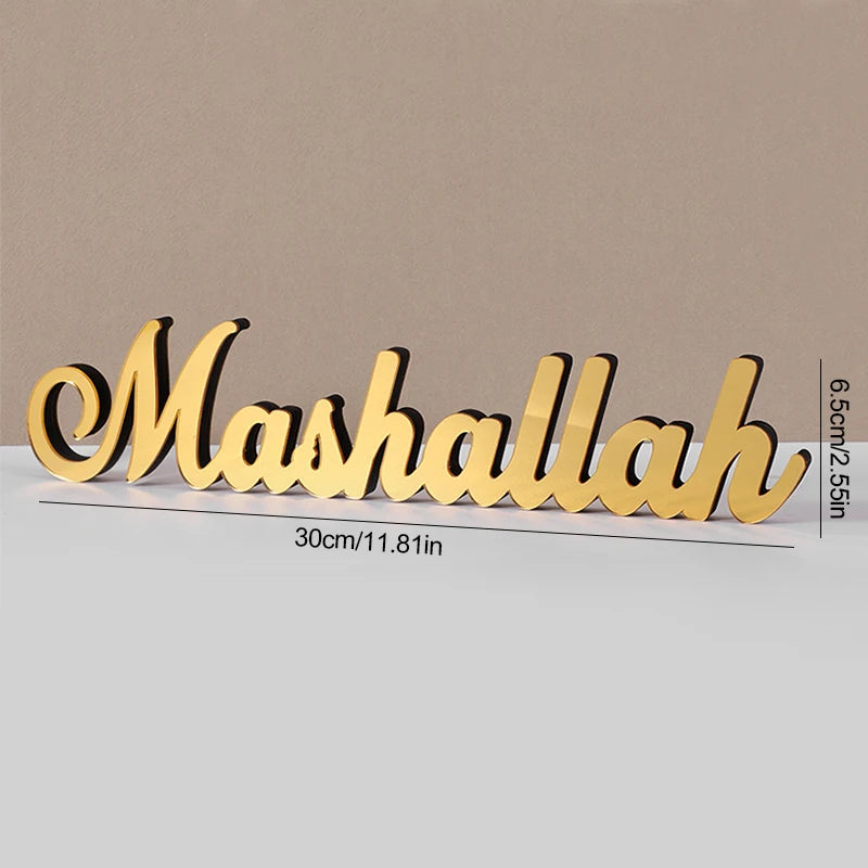 1set Ramadan Acrylic Wooden Ornaments Bismillah Eid Mubarak Home Table Decoration Islamic Muslim Party Gifts 2025 Accessories
