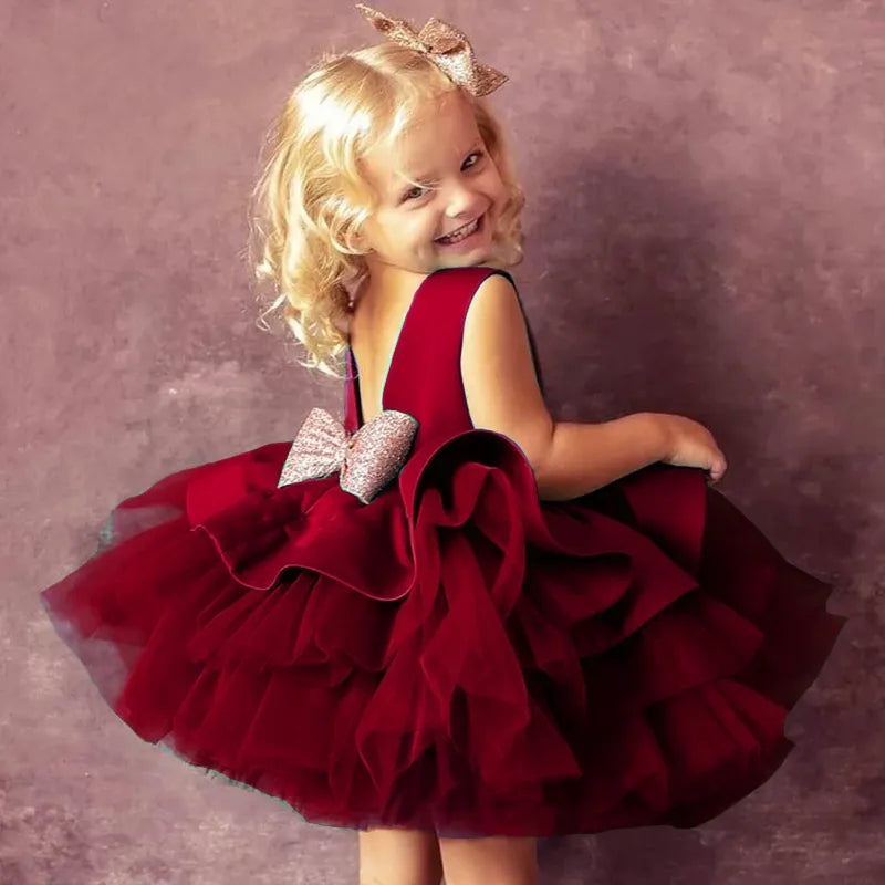 Kids Dress for Girls Christmas New Year Princess Eleagnt Party Tutu Prom Dresses Children Wedding Evening Bowknot Gown 1-5 Years